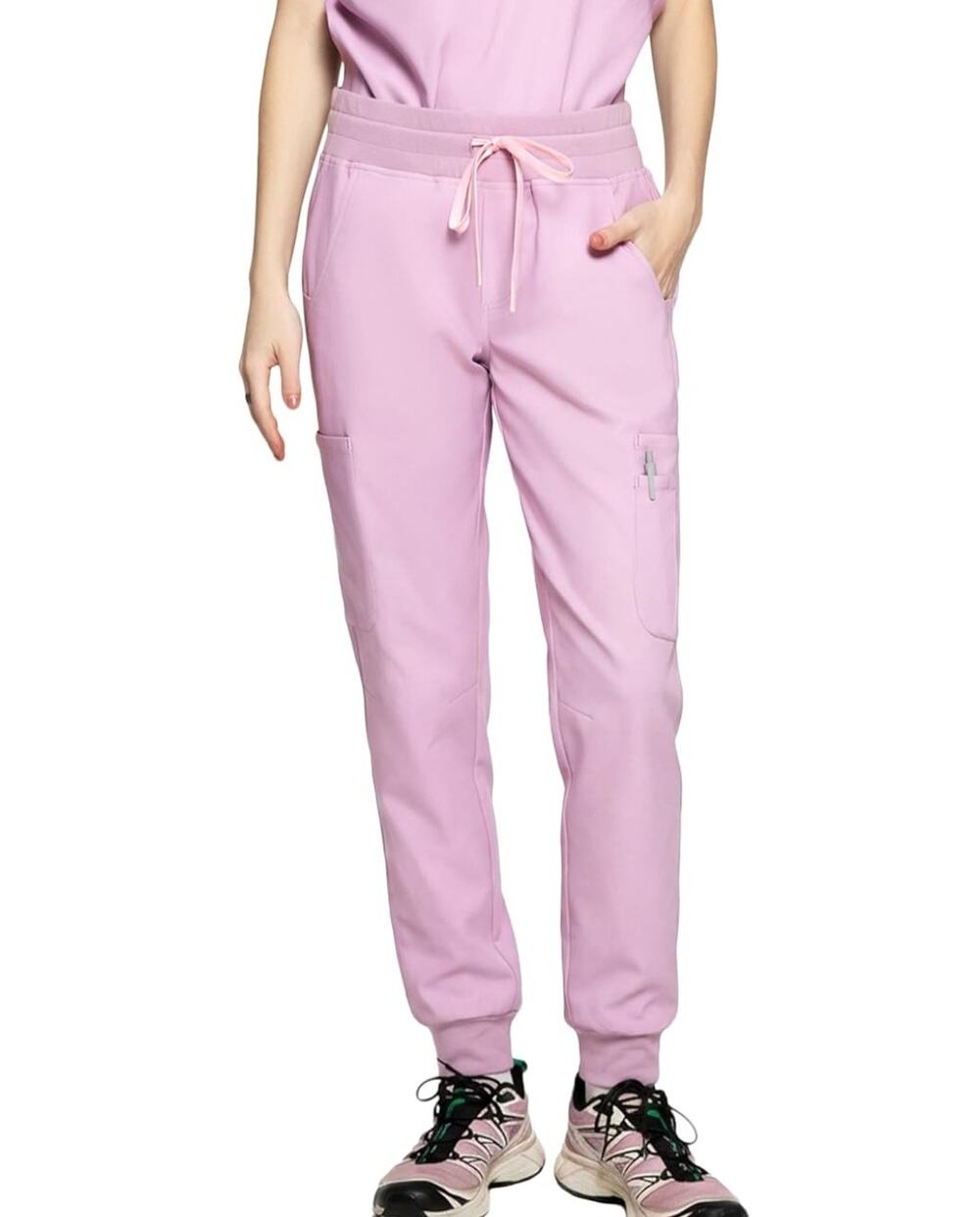 Lambda Acadia Cecily Cargo Jogger Scrub Pants Women's M Pink NWT 8 Pocket